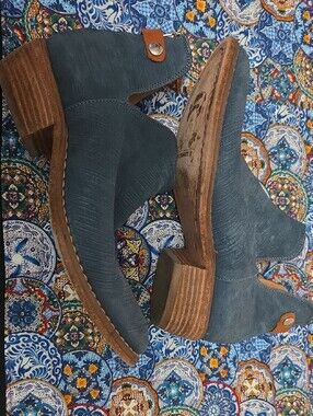Catarina Martins Teal Blue Leather Ankle Boots EU 41
